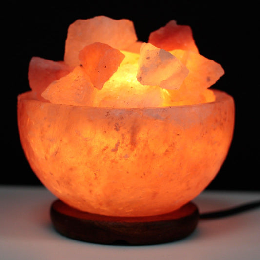 Himalayan Salt Fire Bowl Lamp with Chunks – 15cm x 9cm