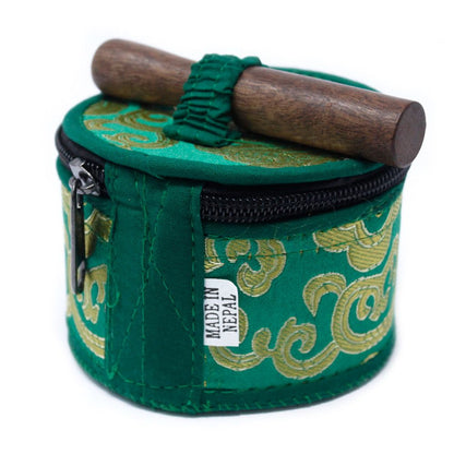 Mini Singing Bowl Gift Set – Green with Cushion, Mallet & Case