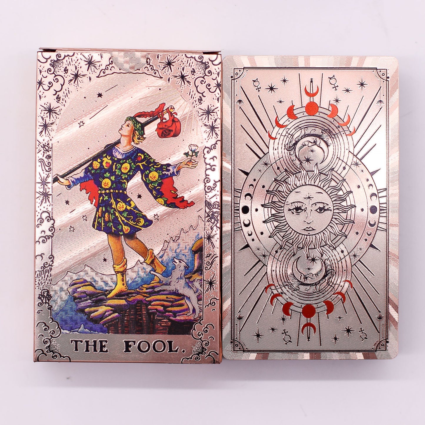 Rose Gold Moon Phase Tarot Deck | 78-Card Foil Tarot Set with Guidebook & Lunar Design