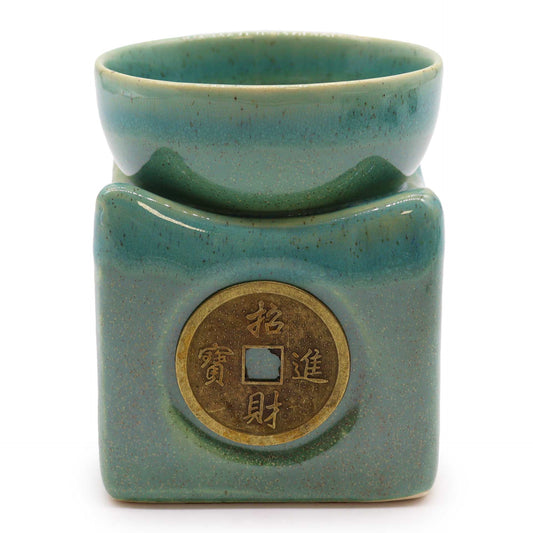 Lucky Coin Large Oil Burner – Jade | Prosperity, Protection & Positive Energy