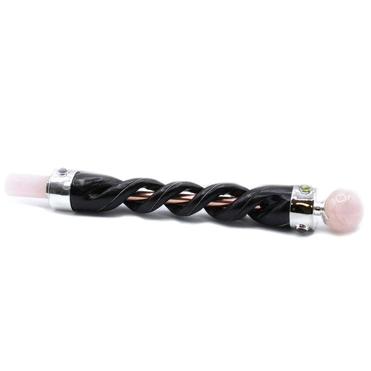 Rose Quartz & Copper Energy Spiral – Handcrafted Meditation and Reiki Crystal