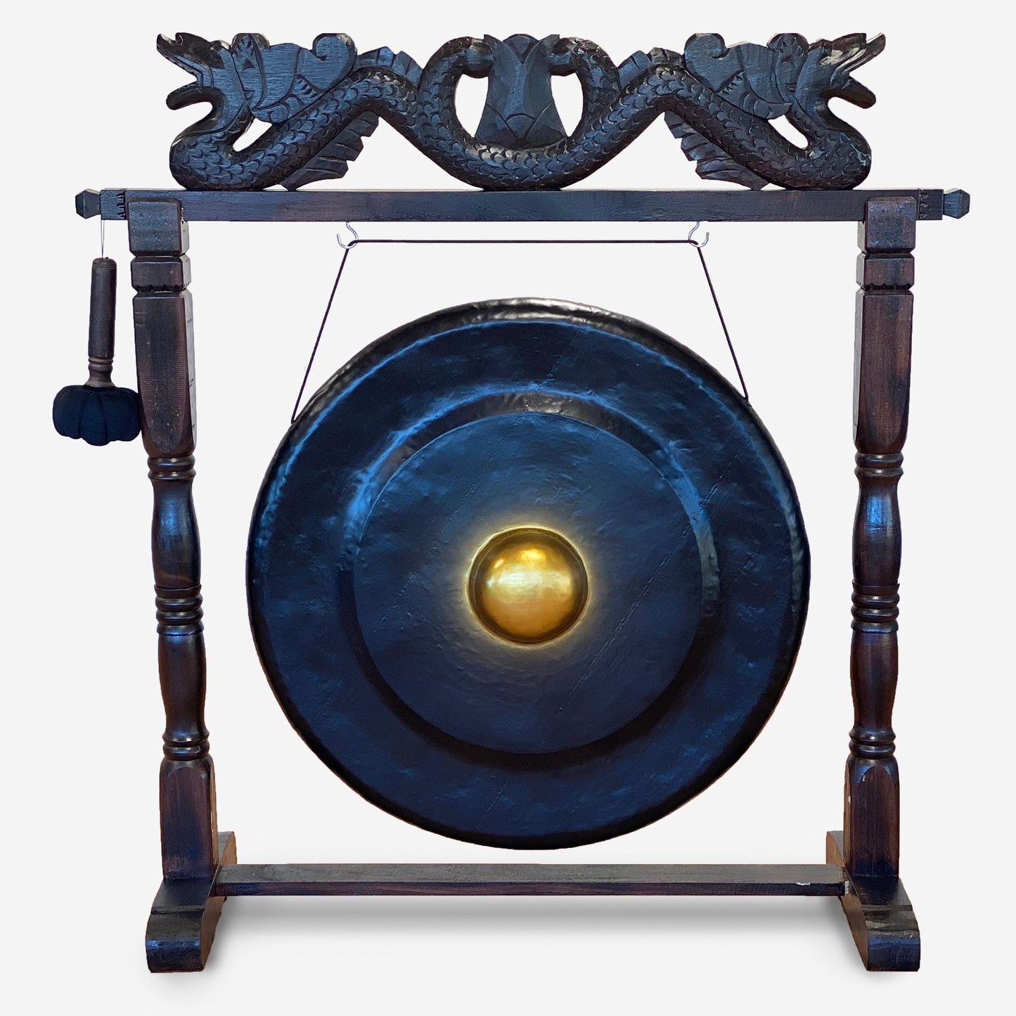 Large Gong in Brown Antique Stand – 80cm Black | Handmade in Bali