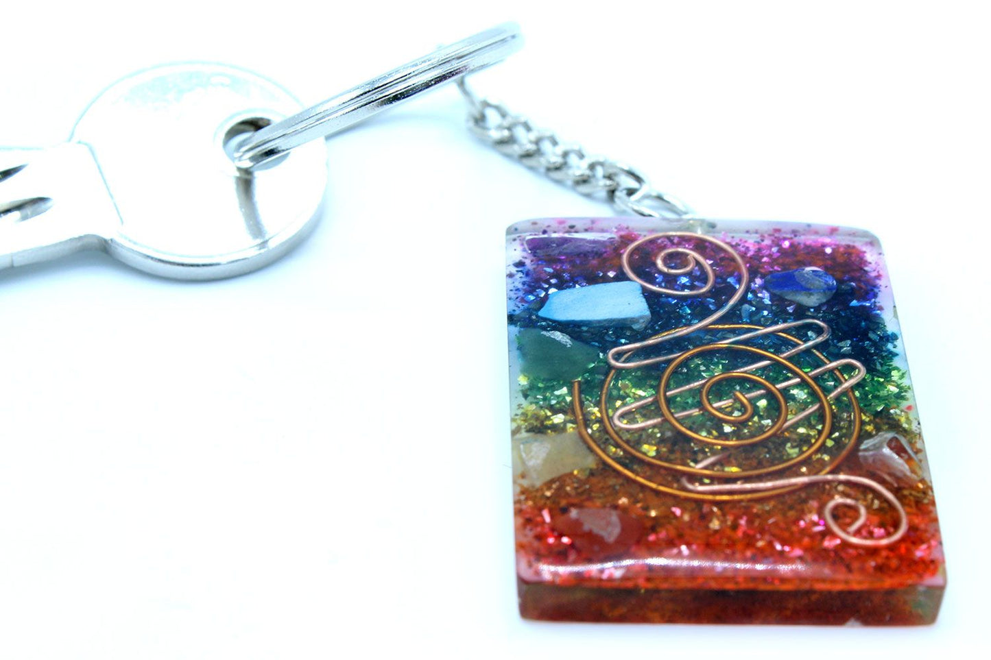 Orgonite Power Keyring – Chakra Reiki Spiral Protection