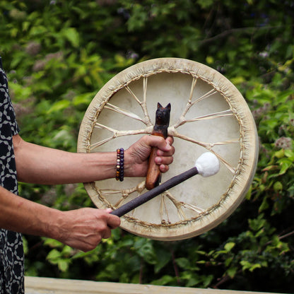 Spirit of the Wolf – Shamanic Tunable Drum & Stick | 40cm | Intuition, Power & Sound Healing