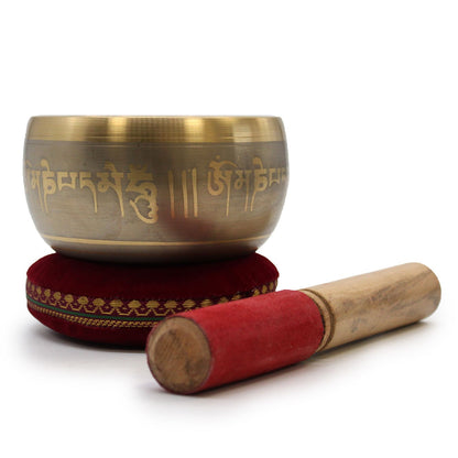 Five Buddha Singing Bowl – 11 cm Handcrafted Brass Meditation Bowl with Wooden Mallet