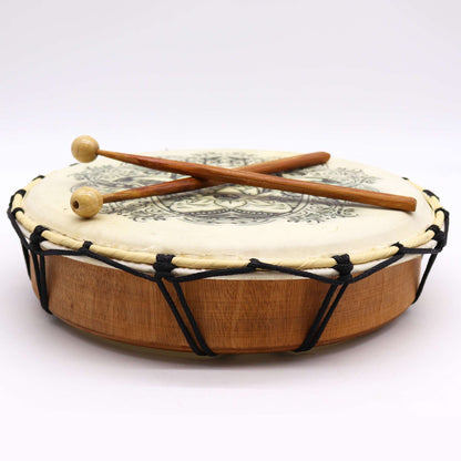 Hamsa Shamanic Drum with Two Sticks – 30cm | Rhythm, Protection & Sacred Energy