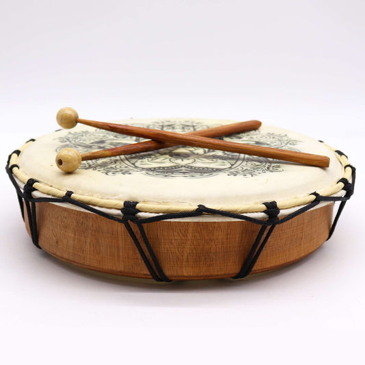 Hamsa Shamanic Drum with Two Sticks – 30cm | Rhythm, Protection & Sacred Energy