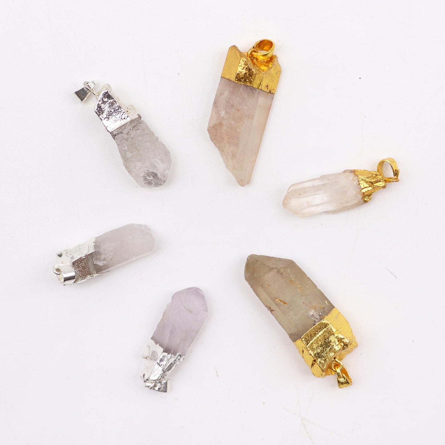 Clear Quartz Pendant – Gold or Silver Plated (Natural Crystal)