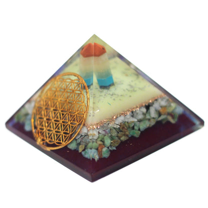 Large Orgonite Pyramid – Flower of Life – 80mm