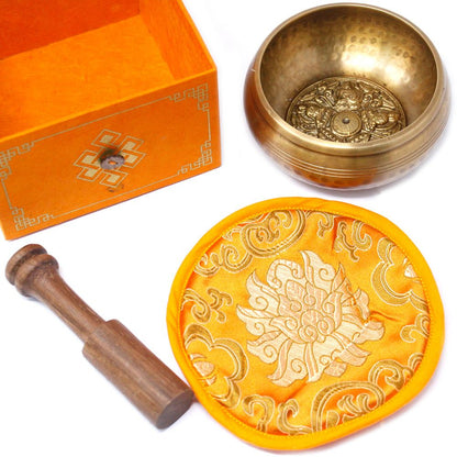 Five Buddha Singing Bowl Gift Set – 10cm Handmade in Nepal (min. 400g)