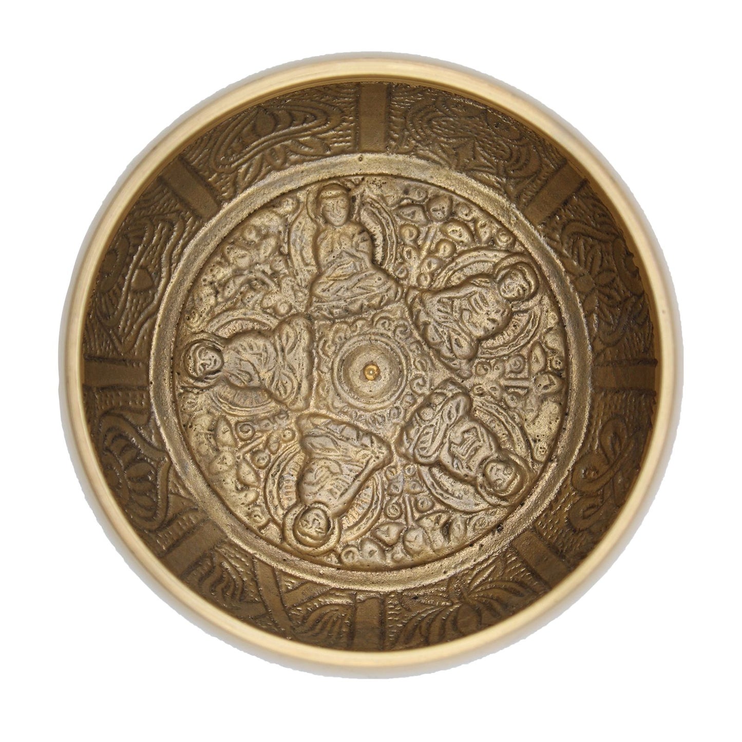 Five Buddha Singing Bowl – 11 cm Handcrafted Brass Meditation Bowl with Wooden Mallet