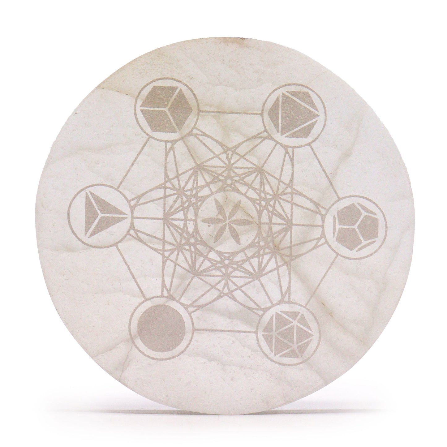 Large Selenite Charging Plate – 18cm Sacred Geometry