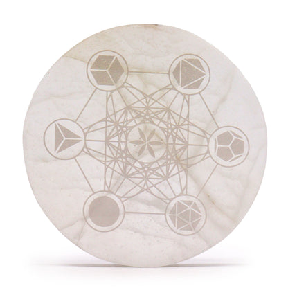 Large Selenite Charging Plate – 18cm Sacred Geometry