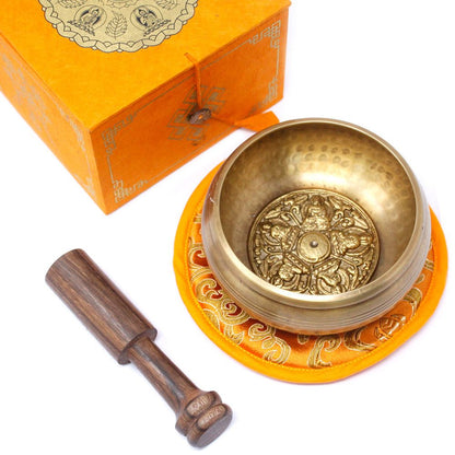 Five Buddha Singing Bowl Gift Set – 10cm Handmade in Nepal (min. 400g)