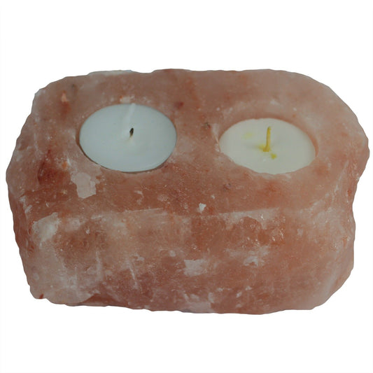 Natural Himalayan Salt Candle Holder – 2 Holes