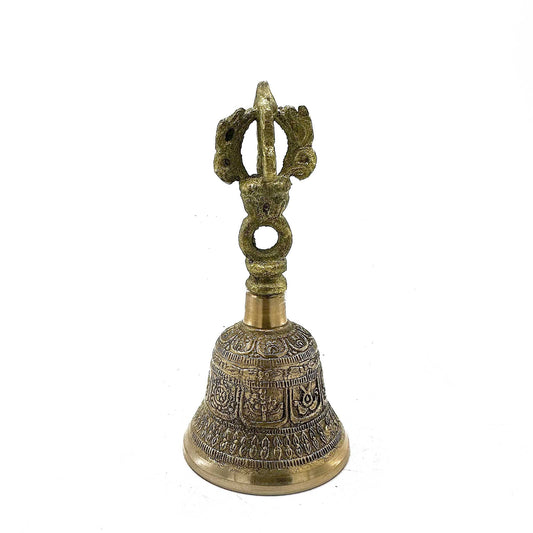 Small Tibetan Tingsha Bell – 5×11cm Handcrafted with Sacred Symbols