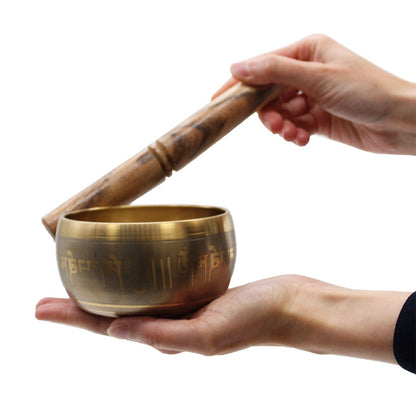 Five Buddha Singing Bowl – 11 cm Handcrafted Brass Meditation Bowl with Wooden Mallet