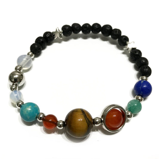 Lava Stone Solar System Bracelet – Silver Planet Beads