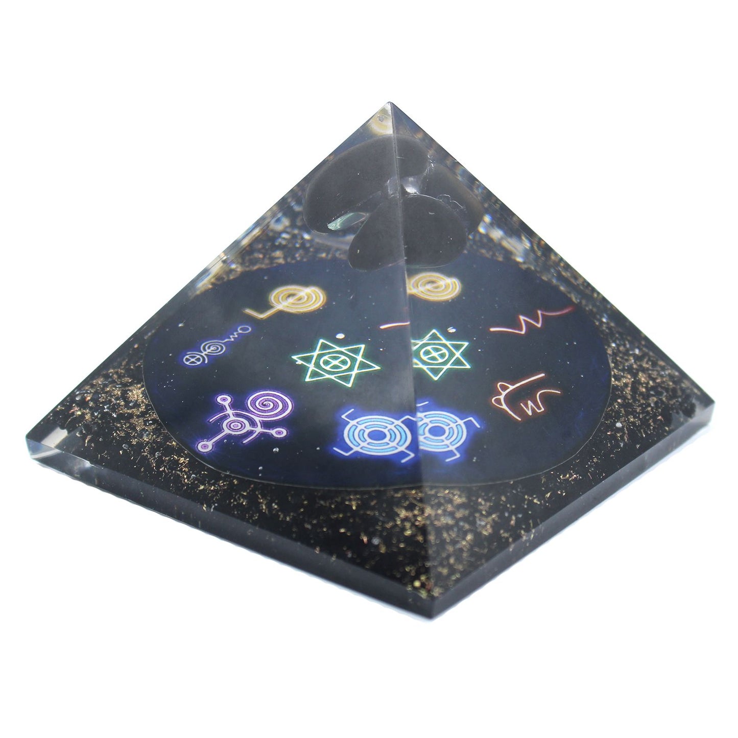 Orgonite Pyramid – Midnight Reiki / Om Chakra (≈ 90 mm)