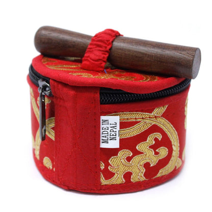 Mini Singing Bowl Gift Set – Red with Cushion, Mallet & Case