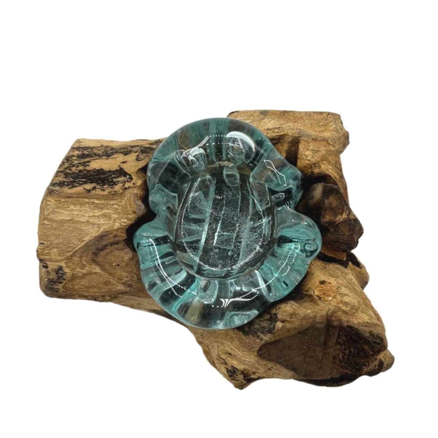 Molten Glass Candle Holder on Gamal Wood – Single