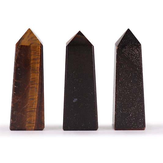 Gemstone Obelisk Points – Tiger Eye (Approx. 5cm) | Focus, Courage & Success