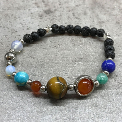 Lava Stone Solar System Bracelet – Silver Planet Beads