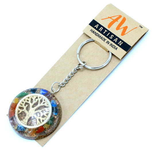 Orgonite Power Keyring - Gemstone Chakra Tree of Life
