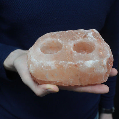 Natural Himalayan Salt Candle Holder – 2 Holes