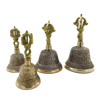 Small Tibetan Tingsha Bell – 5×11cm Handcrafted with Sacred Symbols