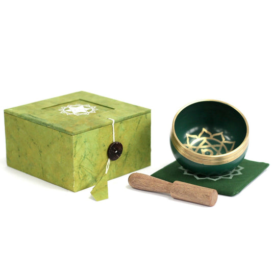 Heart Chakra Singing Bowl – Green, Rose Quartz Energy (Anahata)