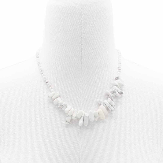 Longstone Gem Necklace – White Jasper | Calming Crystal Pendant for Balance & Clarity
