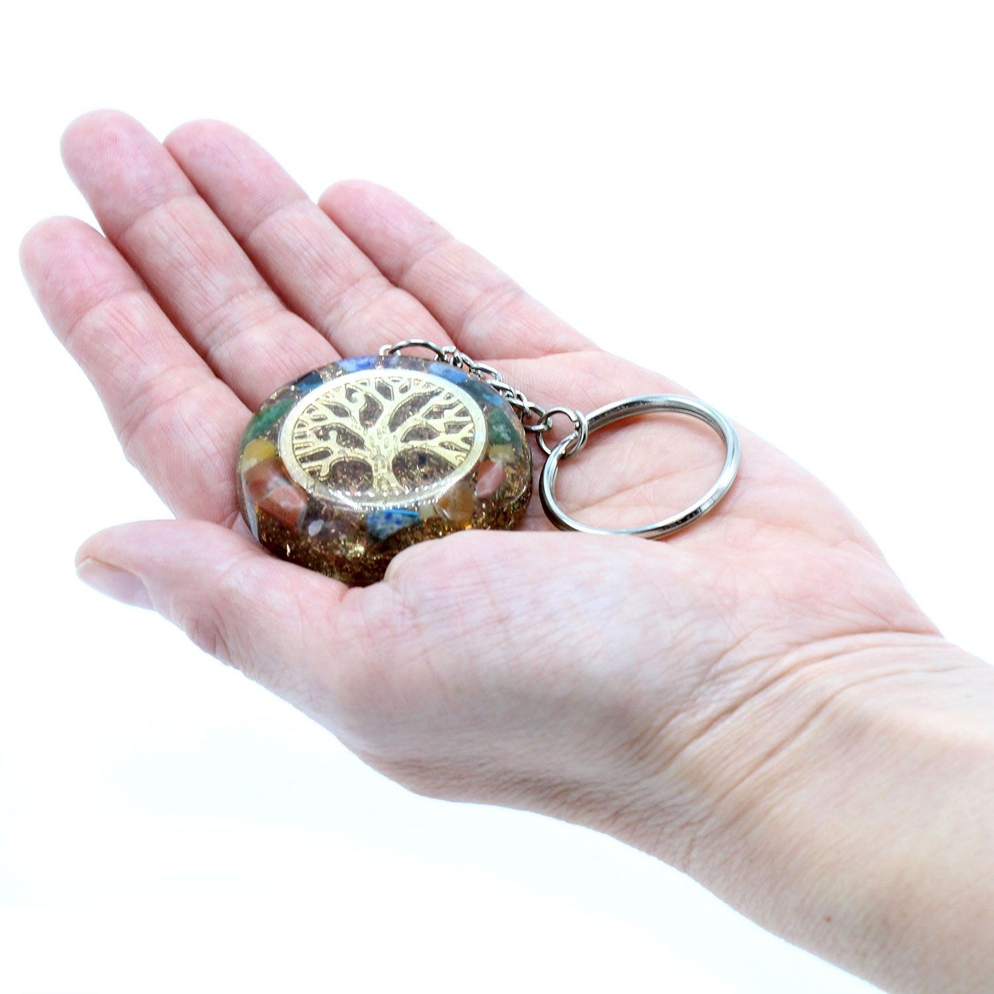 Orgonite Power Keyring - Gemstone Chakra Tree of Life