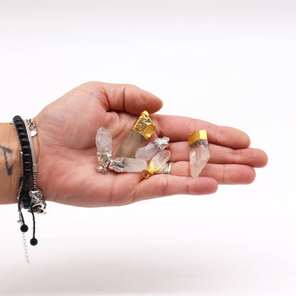 Clear Quartz Pendant – Gold or Silver Plated (Natural Crystal)