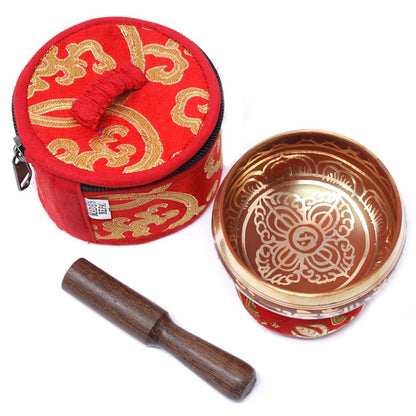Mini Singing Bowl Gift Set – Red with Cushion, Mallet & Case