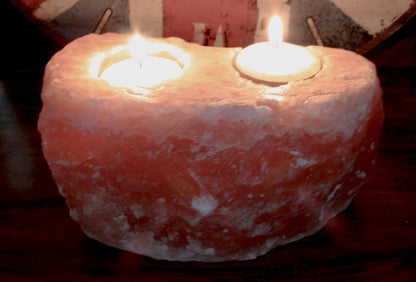 Natural Himalayan Salt Candle Holder – 2 Holes