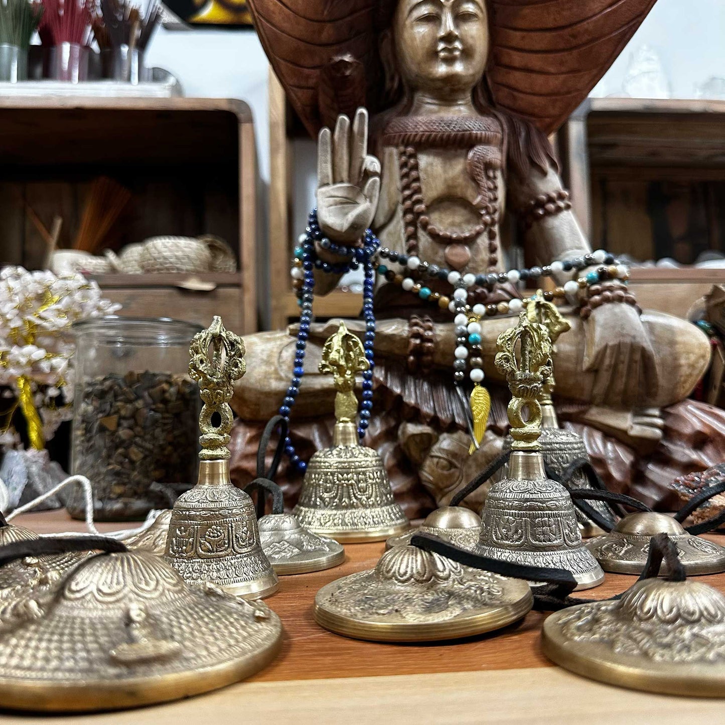 Small Tibetan Tingsha Bell – 5×11cm Handcrafted with Sacred Symbols
