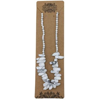 Longstone Gem Necklace – White Jasper | Calming Crystal Pendant for Balance & Clarity