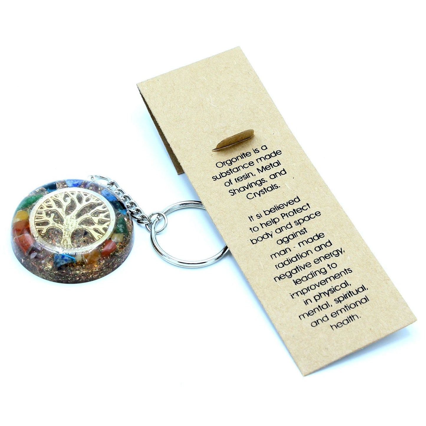 Orgonite Power Keyring - Gemstone Chakra Tree of Life