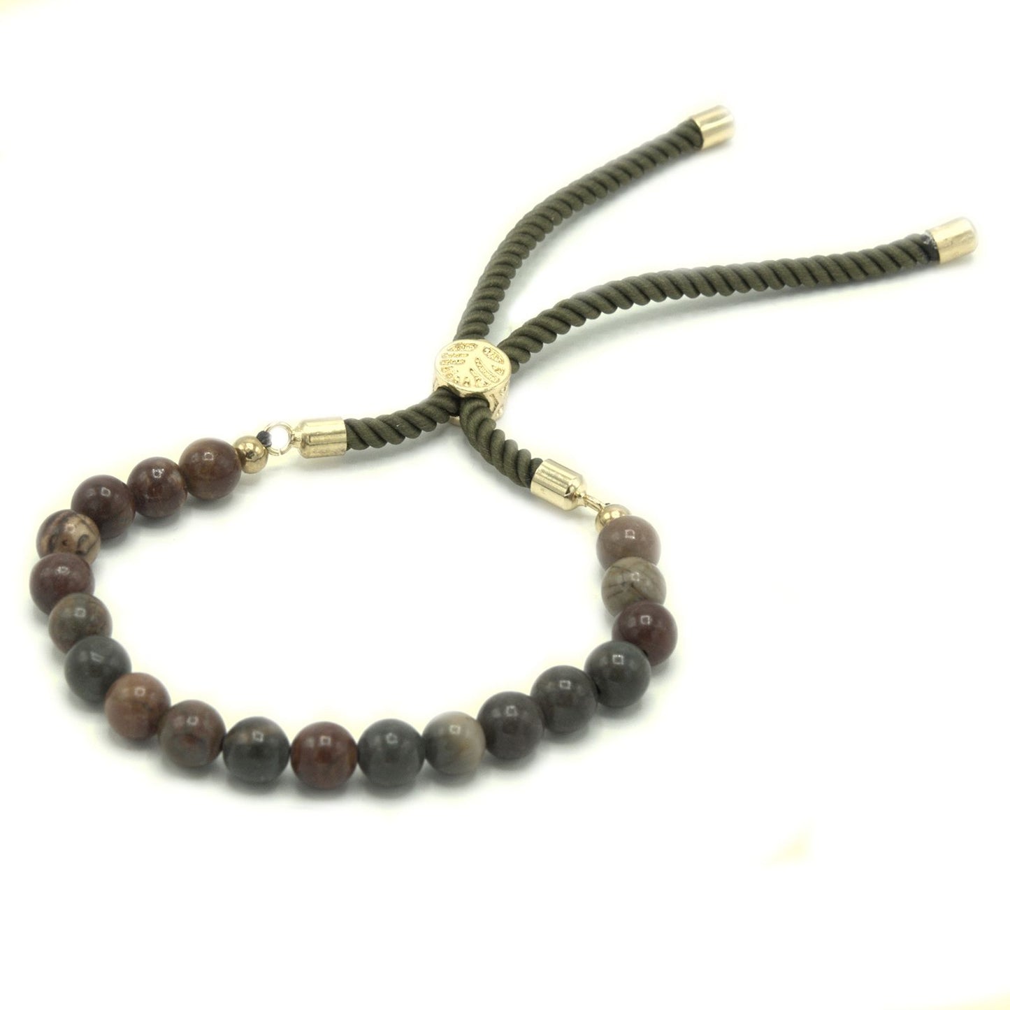 18K Gold-Plated Picasso Jasper Bracelet – Natural Gemstone String Design