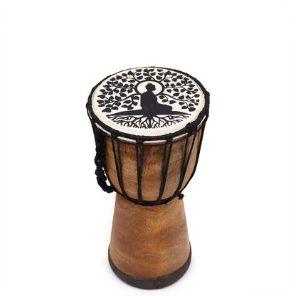 Buddha Wide Top Djembe Drum – 13cm | Rhythm, Enlightenment & Spiritual Harmony