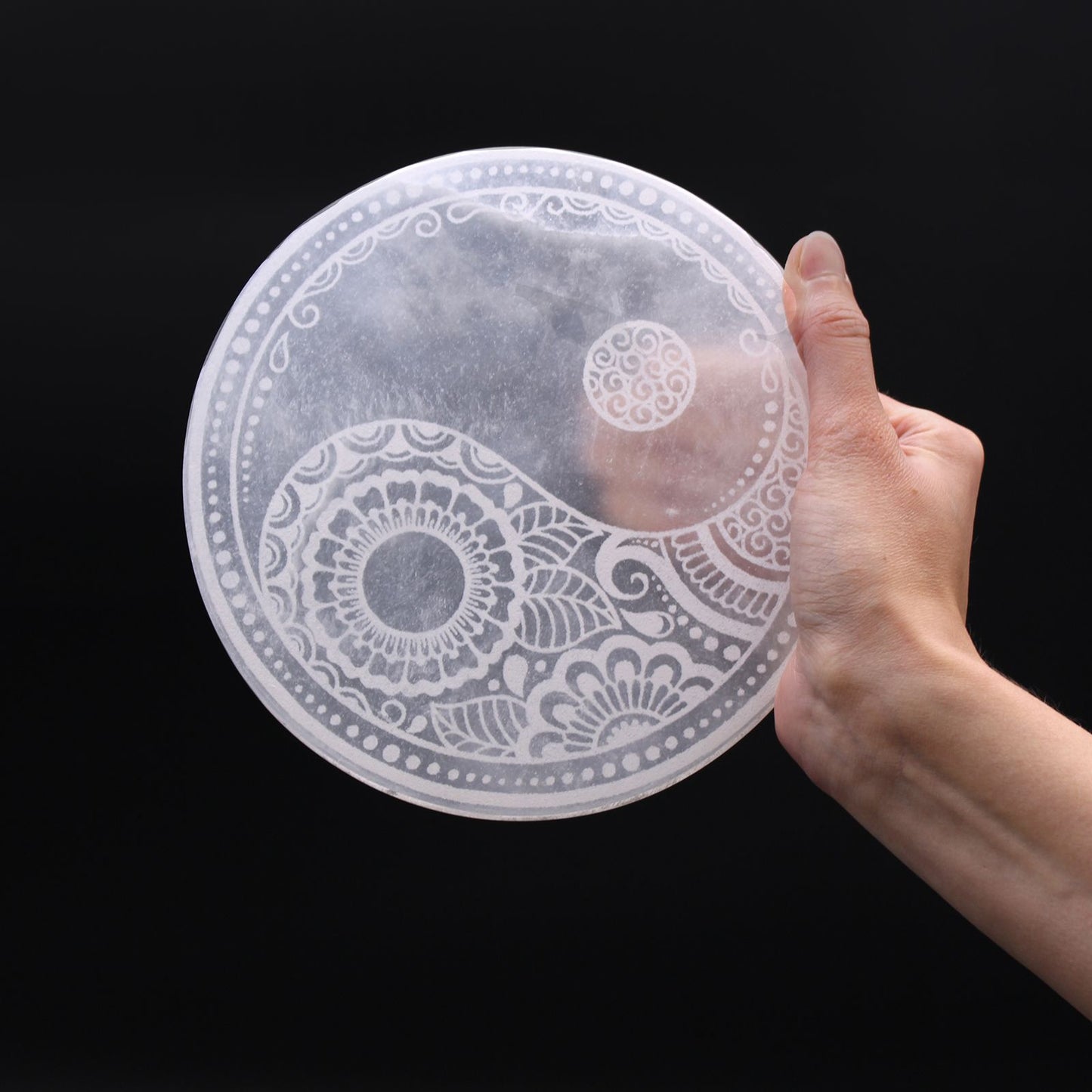 Large Selenite Charging Plate – 18cm Feng Shui Design