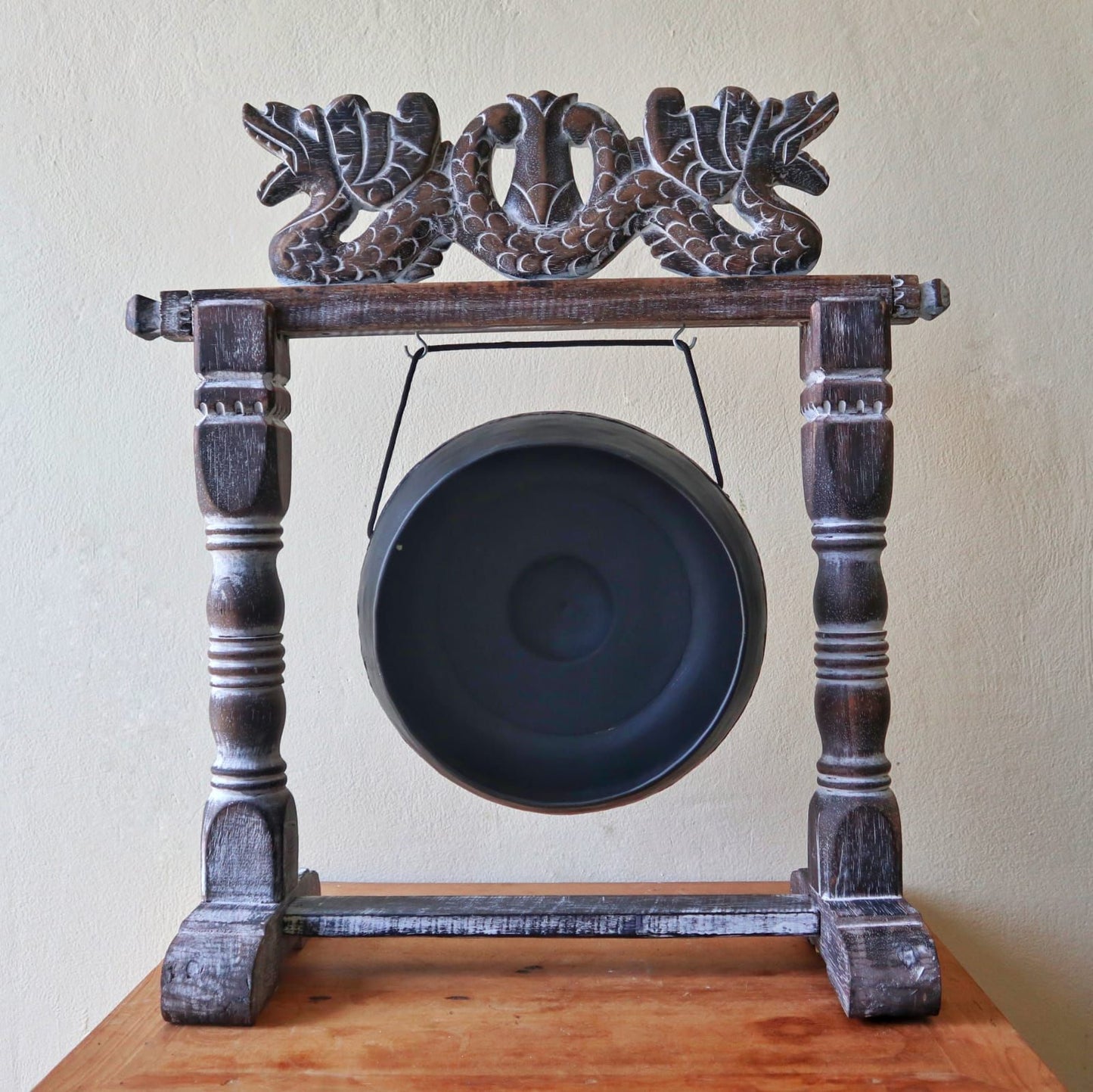 Small Healing Gong in Stand – 25cm Black | Handmade in Bali