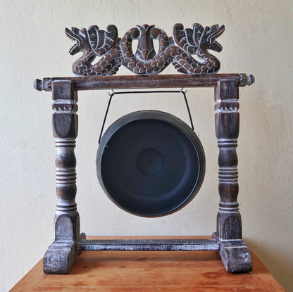 Small Healing Gong in Stand – 25cm Black | Handmade in Bali