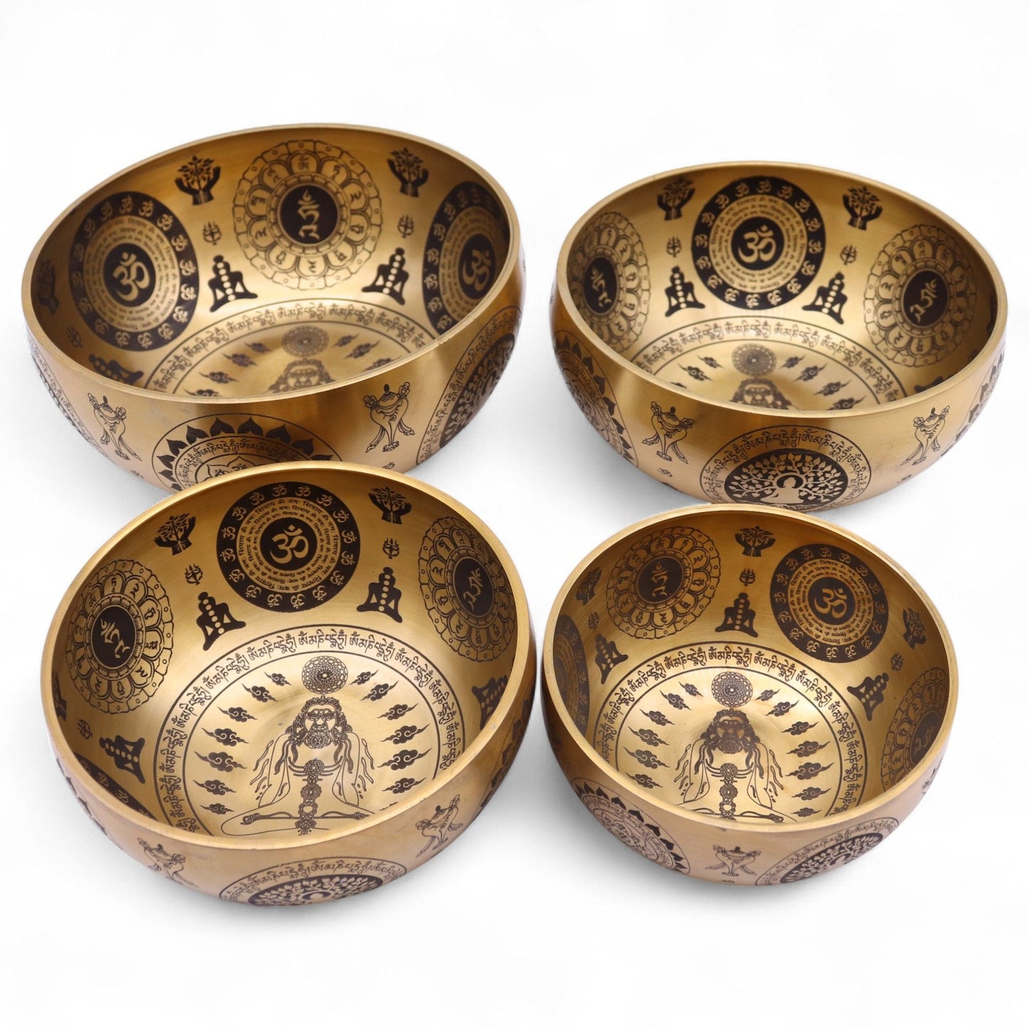 Pure Brass Etched Yogi Bowls – Set of 4