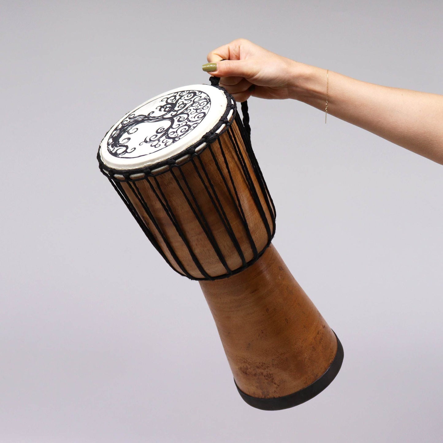 Tree of Life Wide Top Djembe Drum – 18cm | Sacred Rhythm & Interconnected Harmony