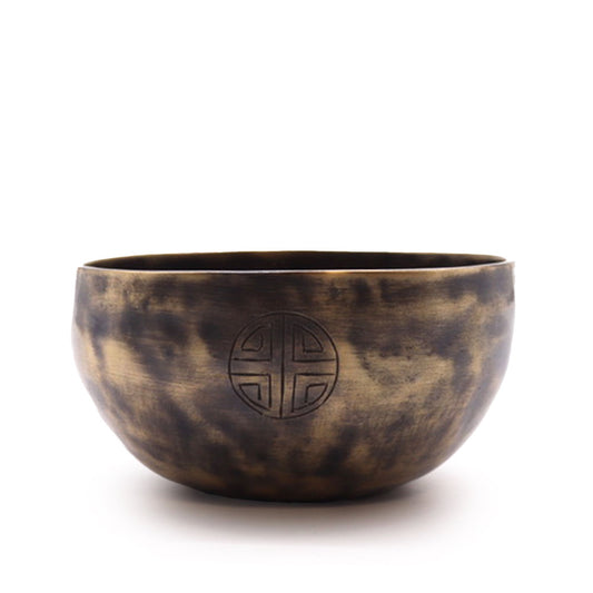 Small Indian Moon Phase Singing Bowl – 13cm Handcrafted Brass Meditation Bowl (550g)