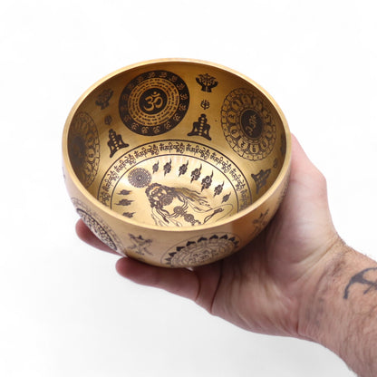 Pure Brass Etched Yogi Bowls – Set of 4