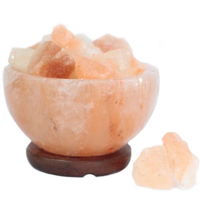 Himalayan Salt Fire Bowl Lamp with Chunks – 15cm x 9cm