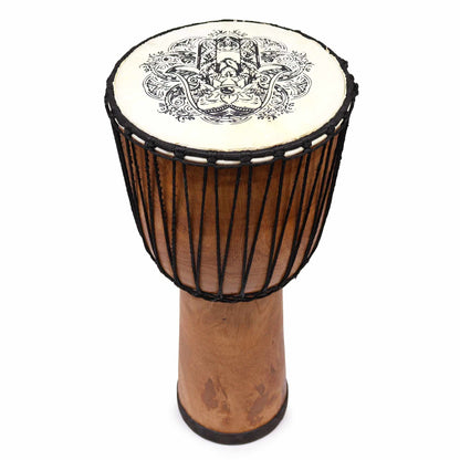 Hamsa Wide Top Djembe Drum – 22cm | Sacred Rhythm, Protection & Good Fortune